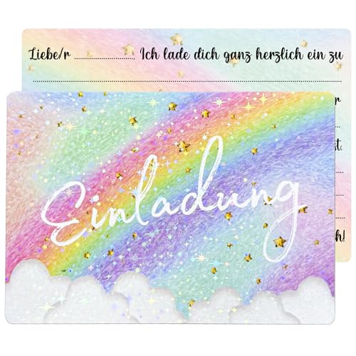 JOYEASE 12x Glitzer Regenbogen Einladungskarten Kindergeburtstag Mädchen, Regenbogen Geburtstag Party Karten, Geburtstagseinladungen für Einladung Kindergeburtstag Mädchen JOYEASE 12x Glitzer Regenbogen Einladungskarten Kindergeburtstag Mädchen, Regenbogen Geburtstag Party Karten, Geburtstagseinladungen für Einladung Kindergeburtstag Mädchen von JOYEASE