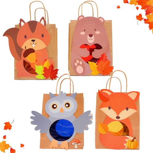 JOYEASE Laternen Bastelset für Kinder, 4 Laternen zum Selber Basteln - Eule, Fuchs, Eichhörnchen, Bär Windlichter Basteln Kinder - Ideal für Festumzüge oder als herbstliche Dekoration von JOYEASE