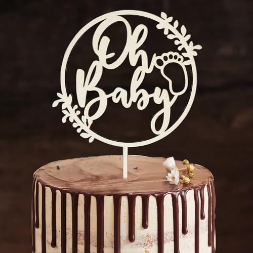 Oh Baby Cake Topper Holz, Oh Baby Tortendeko für Babyparty Baby Shower Deko, Gender Reveal Partydeko, Windeltorte Deko von JOYEASE