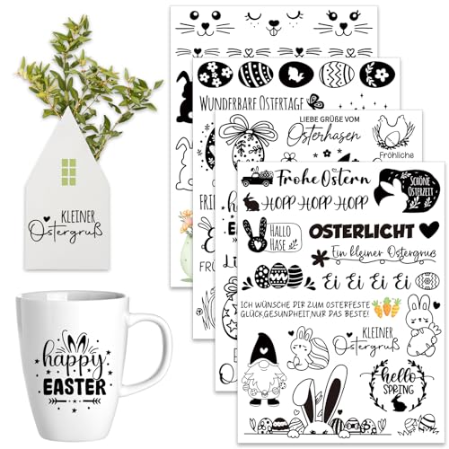 Rub On Sticker Ostern - 4 Bogen Sprüche Frohe Ostern Frühling - Ostereier Osterhase Rub On Folie Transferaufkleber zum Basteln und Dekorieren für Raysin Keraflott Möbel Glas Holz Osterdeko Rub On Sticker Ostern - 4 Bogen Sprüche Frohe Ostern Frühling - Ostereier Osterhase Rub On Folie Transferaufkleber zum Basteln und Dekorieren für Raysin Keraflott Möbel Glas Holz Osterdeko von JOYEASE