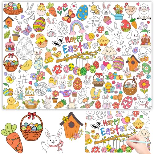 Tischdecke zum Ausmalen Ostern, Ausmaltischdecke Kinder Ostertischdecken 118 x 85cm, Papiertischdecke Ostern Basteln Kinder, Ostergeschenke für Kinder Tischdecke zum Ausmalen Ostern, Ausmaltischdecke Kinder Ostertischdecken 118 x 85cm, Papiertischdecke Ostern Basteln Kinder, Ostergeschenke für Kinder von JOYEASE