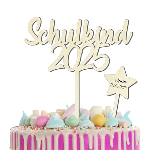 Schulkind 2025 Tortendeko Einschulung, Cake Topper Einschulung mit Stern, Kuchendeko Schulanfang Schuleinführung Schulkind Deko 2025 von JOYEASE