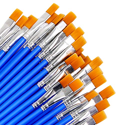 30 Stück Pinsel Set, Blau Nylon Flache Pinsel 15mm x 17cm Kleine Künstlerpinsel für Aquarell Ölgemälde Körper Gesicht Felsen Leinwand, Gemälde Liebhaber Kinder und Zeichnen Basteln von JOYIAL