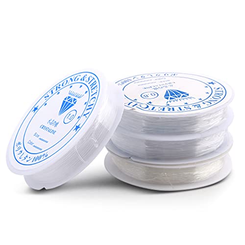 4 Spule Elastische Schmuckfaden, Transparente Perlen Faden 0.4mm, 0.6mm, 0.8mm, 1mm, Unsichtbare Nylonschnur Transparente Elastische Schmuckfaden Reißfeste Schnur für DIY Armbänder Halskette Basteln von JOYIAL