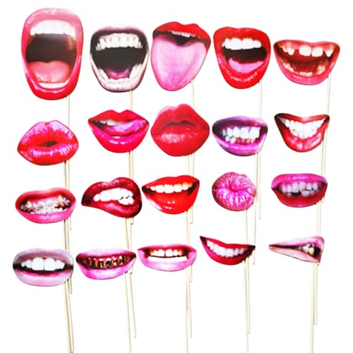 Foto Requisiten, 20 Stück Party Fotoautomat Booth Props Komisch Lippe Mund, Fotobox Accessoires, Lippe Mund Fotoaccessoires, Lustige Fotorequisiten, Party Fotoautomat Requisiten für Karneval von JOYIAL