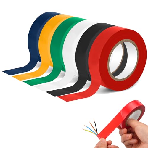 JOYIAL 6 Stück Isolierband Farbig Set, Elektrisches Isolierband, 16mmx15m Buntes Electrical Tape, Wasserdichtes Klebeband zum Spleißen von Draht und Kabelisolierungen. von JOYIAL