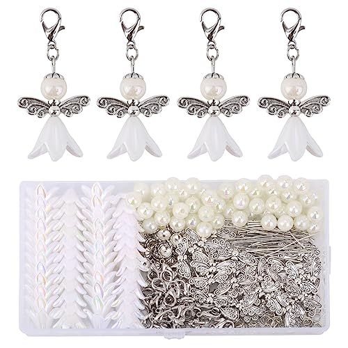 JOYIAL 50 Sets Schutzengel anhänger Selber Machen Perlenengel Anhänger Schlüsselanhänger Schutzengel Basteln Perlen Set für DIY Hochzeit Schmuck Halskette Basteln von JOYIAL