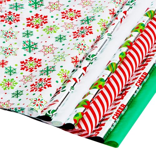 JOYIN 150 Stück Weihnachts-Seidenpapier mit/Hologramm & Drucken für Geschenkdekoration, Geschenkverpackungen und -tüten, besondere Geschenke, Weihnachtsbäume, Weinflaschen und mehr von JOYIN