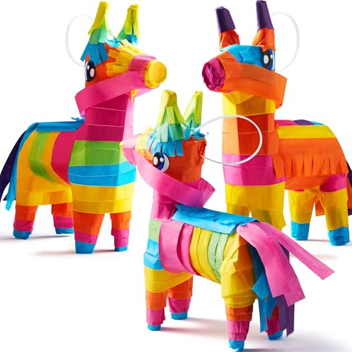 JOYIN 3 Stück Mini Pinatas 19cmx14cm Cinco De Mayo Regenbogen Farbe für Fun Fiesta Taco Party Supplies,Luau Event Foto-Requisiten, Mexikanisches Thema Dekoration, Taco Tuesday Event von JOYIN