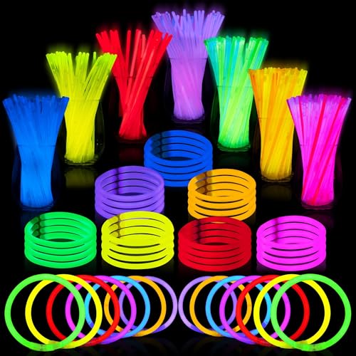 JOYIN 300pcs Knicklichter party set, Neon Leuchtstäbe Party Deko, 20.3 cm Leuchtstäbe, Armbänder Kinder, Partygeschenke, leuchtende Partydekorationen mit Verbindungsstücken für Geburtstag, Hochzeit von JOYIN