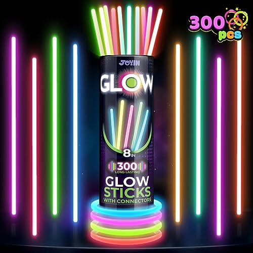 JOYIN 300pcs Knicklichter party set, Neon Leuchtstäbe Party Deko, 20.3 cm Leuchtstäbe, Armbänder Kinder, Partygeschenke, leuchtende Partydekorationen mit Verbindungsstücken für Geburtstag, Hochzeit von JOYIN