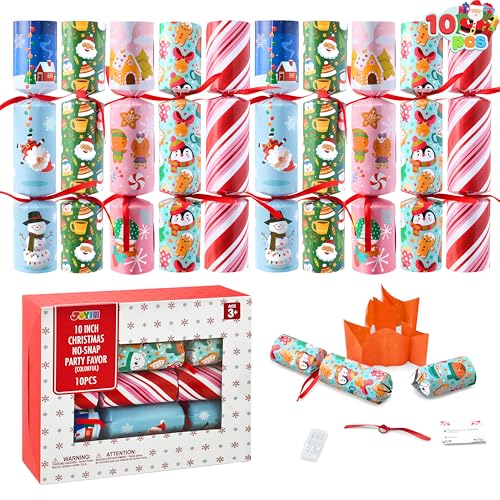 JOYIN 10er-Pack Weihnachtsparty-Tischgeschenke, Party-Tischgeschenke ohne Druckknopf mit bezauberndem Design, mit Partyhut, Witz und kleinem Geschenk darin JOYIN 10er-Pack Weihnachtsparty-Tischgeschenke, Party-Tischgeschenke ohne Druckknopf mit bezauberndem Design, mit Partyhut, Witz und kleinem Geschenk darin von JOYIN