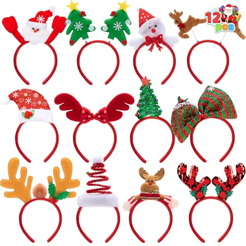 JOYIN 12 Stück Weihnachts Haarreif mit verschiedenen Designs, Haarschmuck für Weihnachtsfeiern Party Cosplay (Einheitsgröße) von JOYIN