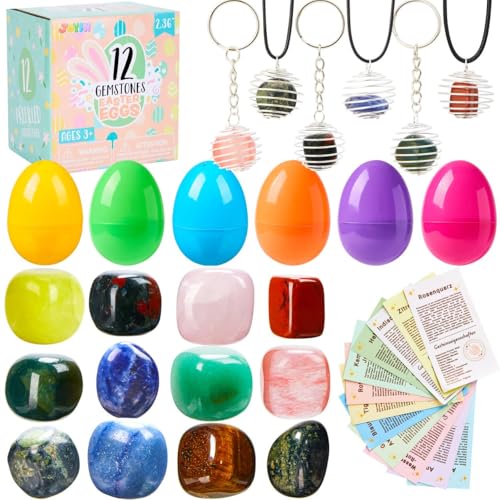 JOYIN 12 Stück vorgefüllte Ostereier mit Edelsteinen für Jungen, Ostergeschenk, Kristall- und Steineier, Ostereiersuche für Kinder, Füllmaterial für Osterkörbchen, Dekoration für Osterpartygeschenke JOYIN 12 Stück vorgefüllte Ostereier mit Edelsteinen für Jungen, Ostergeschenk, Kristall- und Steineier, Ostereiersuche für Kinder, Füllmaterial für Osterkörbchen, Dekoration für Osterpartygeschenke von JOYIN