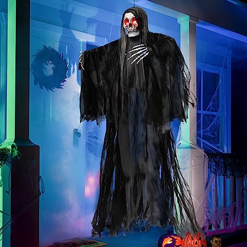 JOYIN 150 cm Halloween animierte hängende Sensenmann-Dekorationen mit leuchtenden Augen und gruseligem Sound, Halloween Skelett Geist Dekorationen für Spukhaus Requisiten Dekor, JOYIN 150 cm Halloween animierte hängende Sensenmann-Dekorationen mit leuchtenden Augen und gruseligem Sound, Halloween Skelett Geist Dekorationen für Spukhaus Requisiten Dekor, von JOYIN