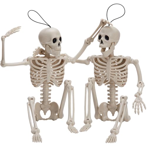 JOYIN 2 Stück 40.6 cm Halloween-Skelette Ganzkörper-Skelette mit beweglichen Gelenken für Halloween-Friedhof-Dekorationen, Spukhaus-Zubehör JOYIN 2 Stück 40.6 cm Halloween-Skelette Ganzkörper-Skelette mit beweglichen Gelenken für Halloween-Friedhof-Dekorationen, Spukhaus-Zubehör von JOYIN