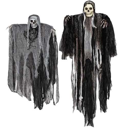 JOYIN 2 Stück Halloween Sensenmann Dekoration zum Aufhängen, 134 cm und 80 cm, Halloween Sensenmann Hängegeister für Spukhaus-Requisiten, Partyzubehör für Hof Rasen, Garten und Outdoor Dekorationen JOYIN 2 Stück Halloween Sensenmann Dekoration zum Aufhängen, 134 cm und 80 cm, Halloween Sensenmann Hängegeister für Spukhaus-Requisiten, Partyzubehör für Hof Rasen, Garten und Outdoor Dekorationen von JOYIN