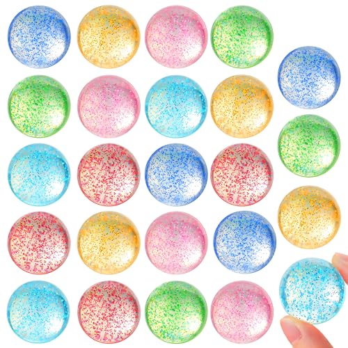 JOYIN 24 Stück Glitzer-Springbälle Flummies für Kinder, 6 Stile 32 mm Gemischte Springbälle Bulk mit Aufbewahrungsbeutel, Hüpfspielzeug für Kinderparty-Geschenke von JOYIN