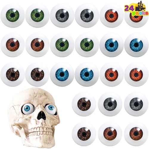JOYIN 24 Stück Halloween gruselige realistische Augen, 12 Paar halbrundhohle Augäpfel aus Kunststoff für Halloween Süßes oder Saures, Halloween Dekorationen, Halloween Partyzubehör von JOYIN