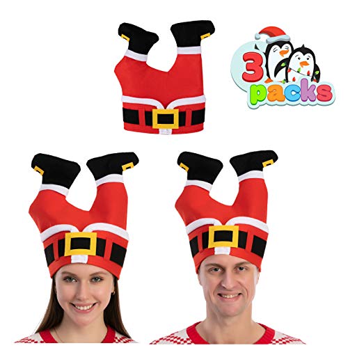JOYIN 3er-Pack Weihnachtsmann-Hosen-Hüte für lustige und festliche Weihnachtsfeier-Hut-Anzieh-Feiern, Winter-Party-Bevorzugung, Weihnachtsdekoration, Kostümzubehör Rot von JOYIN