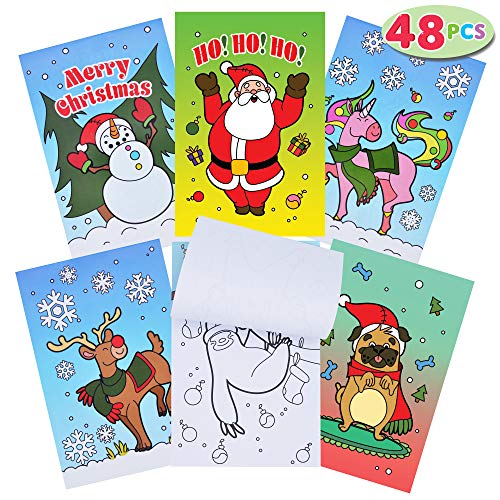 JOYIN 48 Set Urlaub Weihnachten Malbuch Bulk für Kinder Mini Weihnachten Malbücher in 6 Hüllen Tolles Geschenk Mädchen und Jungen, Urlaubsgeschenke und Partygeschenke von JOYIN