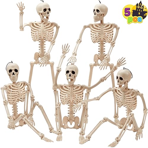 JOYIN 5 Stück Halloween Skelett deko,40.6 cm Ganzkörper bewegliche Gelenke hängende Skelette für Friedhofsdekorationen Halloween Hause Party Dekoration Spukhaus Zubehör JOYIN 5 Stück Halloween Skelett deko,40.6 cm Ganzkörper bewegliche Gelenke hängende Skelette für Friedhofsdekorationen Halloween Hause Party Dekoration Spukhaus Zubehör von JOYIN