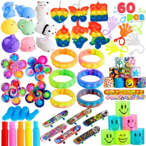 JOYIN 60 Pcs Party Favors für Kinder, Popular Fidget Toys Pack, Goodie Bags Fillers für Kindergeburtstag Party, Preise in Bulk für die Schule, Pinata Stuffers, Klassenzimmer Preise von JOYIN