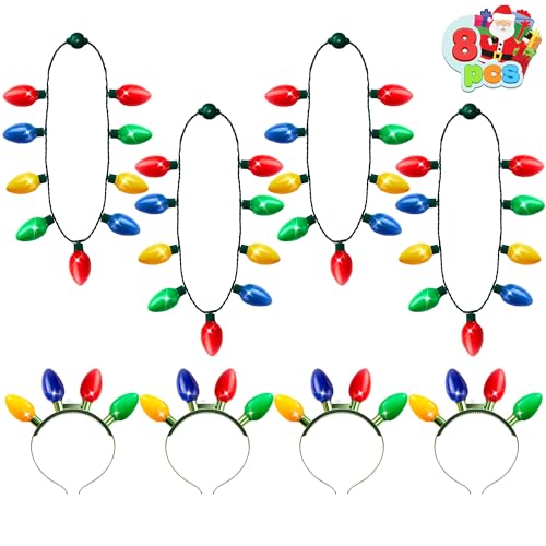 JOYIN 8 Stück Weihnachts-Licht-Stirnband und Halskette mit 6 Blinkmodi, LED-Weihnachtsbeleuchtung, Glühbirne, Halskette, Haarband für Kinder, Damen, Herren, Weihnachtsparty-Zubehör, Zubehör. JOYIN 8 Stück Weihnachts-Licht-Stirnband und Halskette mit 6 Blinkmodi, LED-Weihnachtsbeleuchtung, Glühbirne, Halskette, Haarband für Kinder, Damen, Herren, Weihnachtsparty-Zubehör, Zubehör. von JOYIN