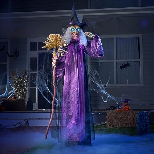 JOYIN Animatronic-Dekoration für Halloween, gruselige Halloween-Dekoration, Hexe mit LED-Augen und gruseligen Geräuschen, lebensgroße animierte Halloween-Dekorationen für Außenbereich oder Spukhaus, von JOYIN