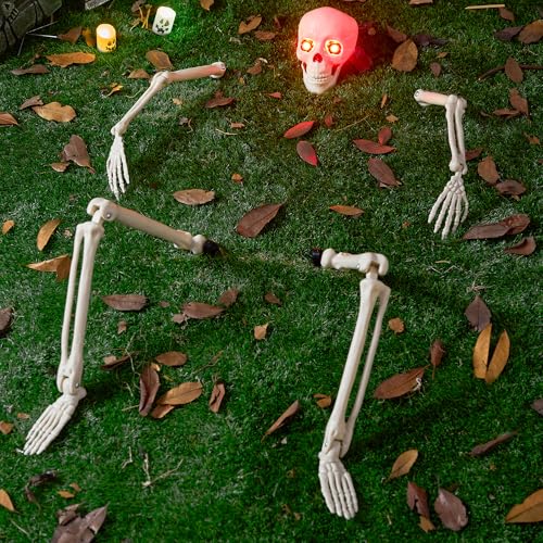 JOYIN Halloween Leuchtende Skelett Bodenpfähle Dekoration, volle Größe Skelett Bodenpfähle Requisite mit blinkenden Augen für Hofdekoration Pfäle, Outdoor Halloween Requisiten Halloween Rasen Hof von JOYIN