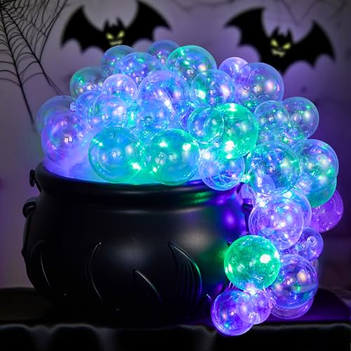 JOYIN Hexenkessel, Halloween-Dekoration, LED-Licht, sprudelnder Kessel, Topf zum Selbermachen, Set mit 8 Leuchtmodi, schwarzer Kunststoffkessel, Süßigkeitenschale und Eimer für Halloween-Party von JOYIN