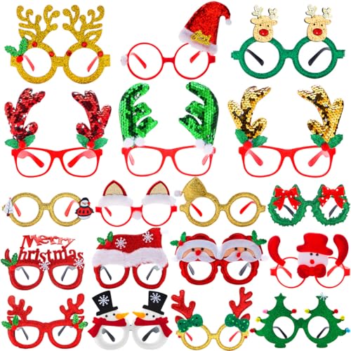 JOYIN Weihnachtsglasrahmen, 18 Packungen, Weihnachtsbrillenrahmen/Brillen für Weihnachtsfeier, Gastgeschenke mit verschiedenen Stilen (Einheitsgröße) von JOYIN