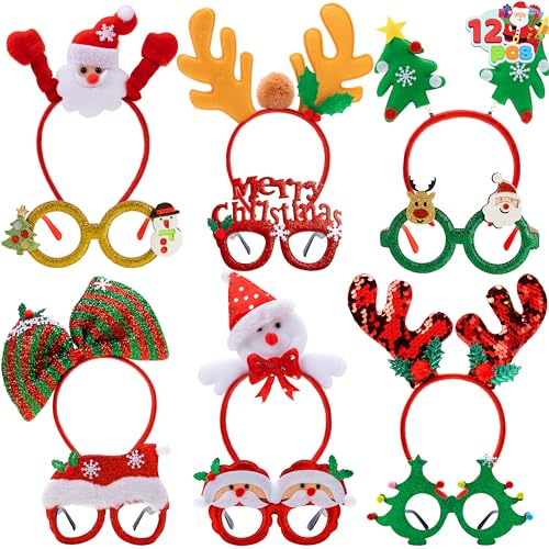 JOYIN Weihnachtsstirnbänder und Brillengestelle, 12-teiliges Set, verschiedene Designs für Weihnachtsfeierzubehör und Gastgeschenke (Einheitsgröße) von JOYIN