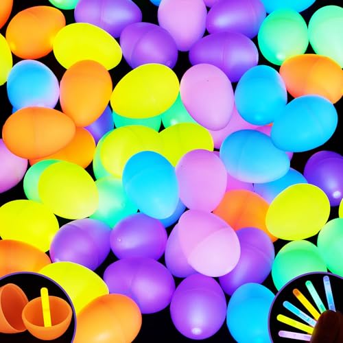 OYIN 35 Ostern leuchtende Eier mit Mini-Leuchtstäben (70PCs Total) für Kinder Glow-in-The-Dark Osterkorb Füller Füller Geschenk, Ostereier jagen Spiel Party Favors Dekorationen Zubehör. (72) von JOYIN