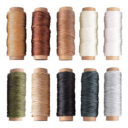 JOYISEN 10 x gewachste Garn, 150D, mehrfarbig, Ledernähgarn für Handnähen, Lederbindung, Armbänder, Kordel, gewachste Faden von JOYISEN