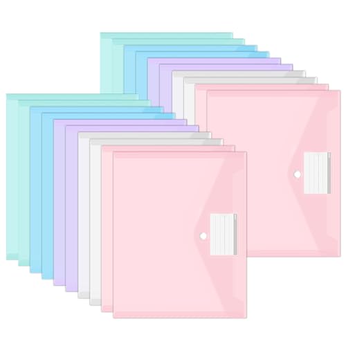 20 Stück Dokumententasche A4, Wasserdichte Dokumentenmappe, Sammelmappen Mit Etikettentasche, Bunte Mappen für Dokumente Organisieren, Bürobedarf, Hausaufgaben von JOYIT
