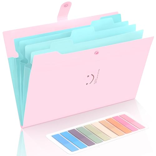 Dokumentenmappe A4, Fächermappe A4 mit 200-Etiketten, 5-Fächer Mappe A4, Sammelmappe A4 mit Druckknopf für Zuhause, Büro, Schule Und Auf Reisen (Rosa) von JOYIT