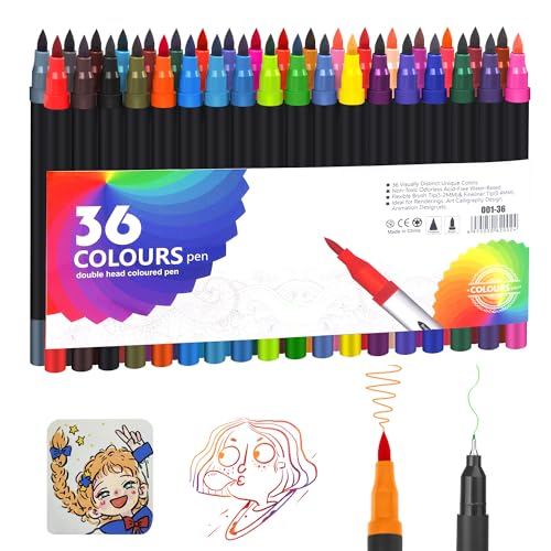 JOYIT 36 Farben Filzstifte Kinder, Aquarellstifte mit Zwei Spitzen, Brush Pen Set, Pinselstifte und Fineliner Set für Geschenk Mädchen, Kinder, Zum Ausmalen, Zeichnen, DIY, Journaling, Scrapbooking JOYIT 36 Farben Filzstifte Kinder, Aquarellstifte mit Zwei Spitzen, Brush Pen Set, Pinselstifte und Fineliner Set für Geschenk Mädchen, Kinder, Zum Ausmalen, Zeichnen, DIY, Journaling, Scrapbooking von JOYIT