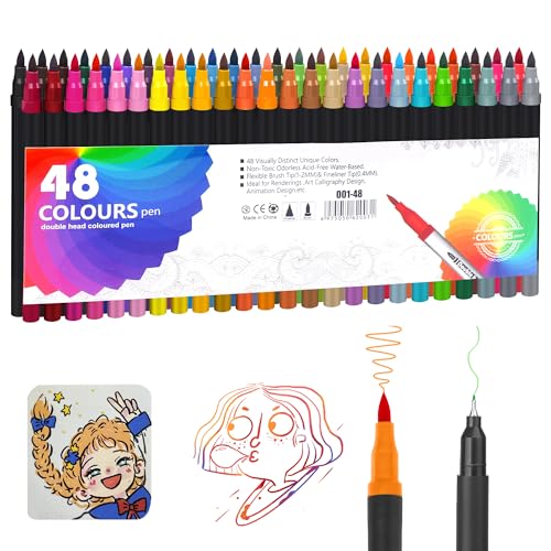JOYIT 48 Farben Filzstifte Kinder, Aquarellstifte mit Zwei Spitzen, Brush Pen Set, Pinselstifte und Fineliner Set für Geschenk Mädchen, Kinder, Zum Ausmalen, Zeichnen, DIY, Journaling, Scrapbooking JOYIT 48 Farben Filzstifte Kinder, Aquarellstifte mit Zwei Spitzen, Brush Pen Set, Pinselstifte und Fineliner Set für Geschenk Mädchen, Kinder, Zum Ausmalen, Zeichnen, DIY, Journaling, Scrapbooking von JOYIT