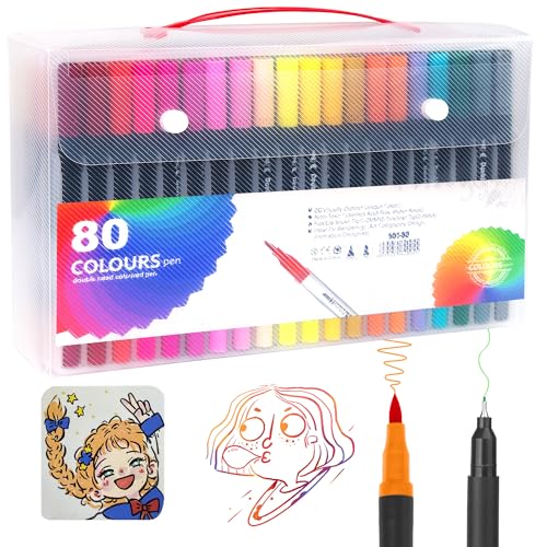 JOYIT 80 Farben Filzstifte Kinder, Aquarellstifte mit Zwei Spitzen, Brush Pen Set, Pinselstifte und Fineliner Set für Geschenk Mädchen, Kinder, Zum Ausmalen, Zeichnen, DIY, Journaling, Scrapbooking JOYIT 80 Farben Filzstifte Kinder, Aquarellstifte mit Zwei Spitzen, Brush Pen Set, Pinselstifte und Fineliner Set für Geschenk Mädchen, Kinder, Zum Ausmalen, Zeichnen, DIY, Journaling, Scrapbooking von JOYIT
