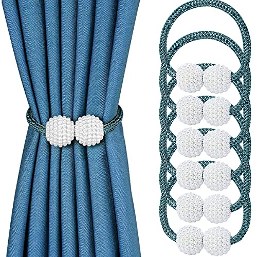 JOYJULY 6PCS Magnetische Vorhang Raffhalter - Halter Seil, Schnallen, Binder Clips, Gardinenhalter für Haus Dekoration (Blau) von JOYJULY