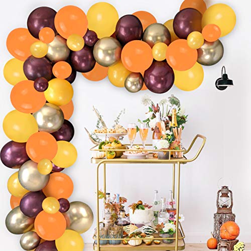 JOYMEMO 100 Herbst Themen Ballon Garland Arch Kit - Burgunder Orange Golden Latex Luftballons mit Ballon für Thanksgiving Day Babyparty Hochzeit Geburtstagsfeier Dekorationen von JOYMEMO