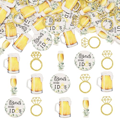 200 Stück Brews Before I Dos Konfetti, Blasen und Brauen Brautparty-Dekorationen mit goldenem Glitzer-Diamantring-Konfetti, sprudelndes Junggesellinnenabschiedsparty-Zubehör 200 Stück Brews Before I Dos Konfetti, Blasen und Brauen Brautparty-Dekorationen mit goldenem Glitzer-Diamantring-Konfetti, sprudelndes Junggesellinnenabschiedsparty-Zubehör von JOYMEMO