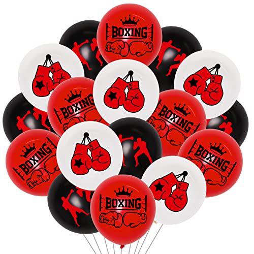 JOYMEMO 40 Stück 12 Zoll Boxen Party Latex Ballons rot schwarz weiß - Boxen Match Dekorationen, Handschuh Boxer gedruckt Ballon für Sport Thema Geburtstag Party Supplies von JOYMEMO