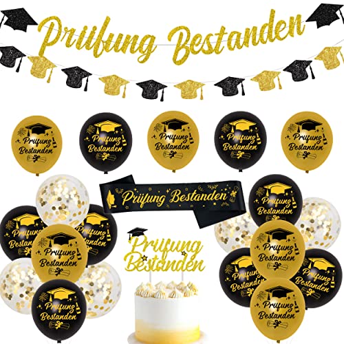 JOYMEMO Abschlussfeier Party Dekorations Prüfung Bestanden Girlande Ballons Schwarz ABI Deko Abitur Abschluss Deko Prüfung Bestanden Schärpe Tortentopper Graduierung Accessoire Deko Set JOYMEMO Abschlussfeier Party Dekorations Prüfung Bestanden Girlande Ballons Schwarz ABI Deko Abitur Abschluss Deko Prüfung Bestanden Schärpe Tortentopper Graduierung Accessoire Deko Set von JOYMEMO