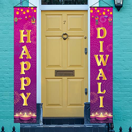 Happy Diwali Veranda-Schild, Festival of Lights Party Banner, Hindu-Dewalee Tür hängende Dekorationen für zu Hause, drinnen und draußen von JOYMEMO