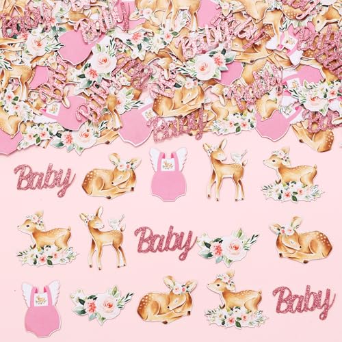 JOYMEMO 200 Stück Hirsch Baby Dusche Konfetti - Rosa Oh Deer Baby Dusche Dekorationen für Mädchen, doppelseitigen Druck Papier Tabelle Konfetti Streuungen, Floral Woodland Deer Themed Party Supplies JOYMEMO 200 Stück Hirsch Baby Dusche Konfetti - Rosa Oh Deer Baby Dusche Dekorationen für Mädchen, doppelseitigen Druck Papier Tabelle Konfetti Streuungen, Floral Woodland Deer Themed Party Supplies von JOYMEMO