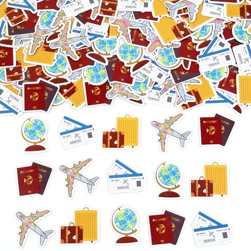 JOYMEMO 200 Stück Reise-Konfetti, Plane, Luggage Globus, bedruckt, Papierschablonen für Jungen, Mädchen, Traveling Geburtstag, Babyparty, Dekoration, zum Abschied für Adventure Theme Party. JOYMEMO 200 Stück Reise-Konfetti, Plane, Luggage Globus, bedruckt, Papierschablonen für Jungen, Mädchen, Traveling Geburtstag, Babyparty, Dekoration, zum Abschied für Adventure Theme Party. von JOYMEMO