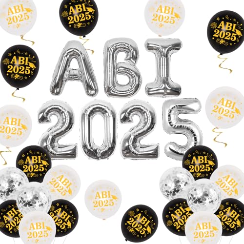 JOYMEMO 2025 Graduation Ballon Dekoration für High School Studenten, 2025 ABI Black Sliver Ballons High School Graduation Ballons, ABI 2025 Graduation Ballons Fotografie Hintergrund Party Supplies JOYMEMO 2025 Graduation Ballon Dekoration für High School Studenten, 2025 ABI Black Sliver Ballons High School Graduation Ballons, ABI 2025 Graduation Ballons Fotografie Hintergrund Party Supplies von JOYMEMO