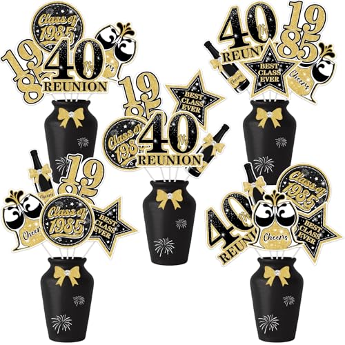 JOYMEMO 24 Stück 40 Jahre Klasse Reunion Tafelaufsatz Stäbchen Schwarz und Gold 40. Schulklassentreffen Dekorationen Tischaufsätze doppelseitig für Klasse 1985 High School Reunion Welcome Back Party JOYMEMO 24 Stück 40 Jahre Klasse Reunion Tafelaufsatz Stäbchen Schwarz und Gold 40. Schulklassentreffen Dekorationen Tischaufsätze doppelseitig für Klasse 1985 High School Reunion Welcome Back Party von JOYMEMO